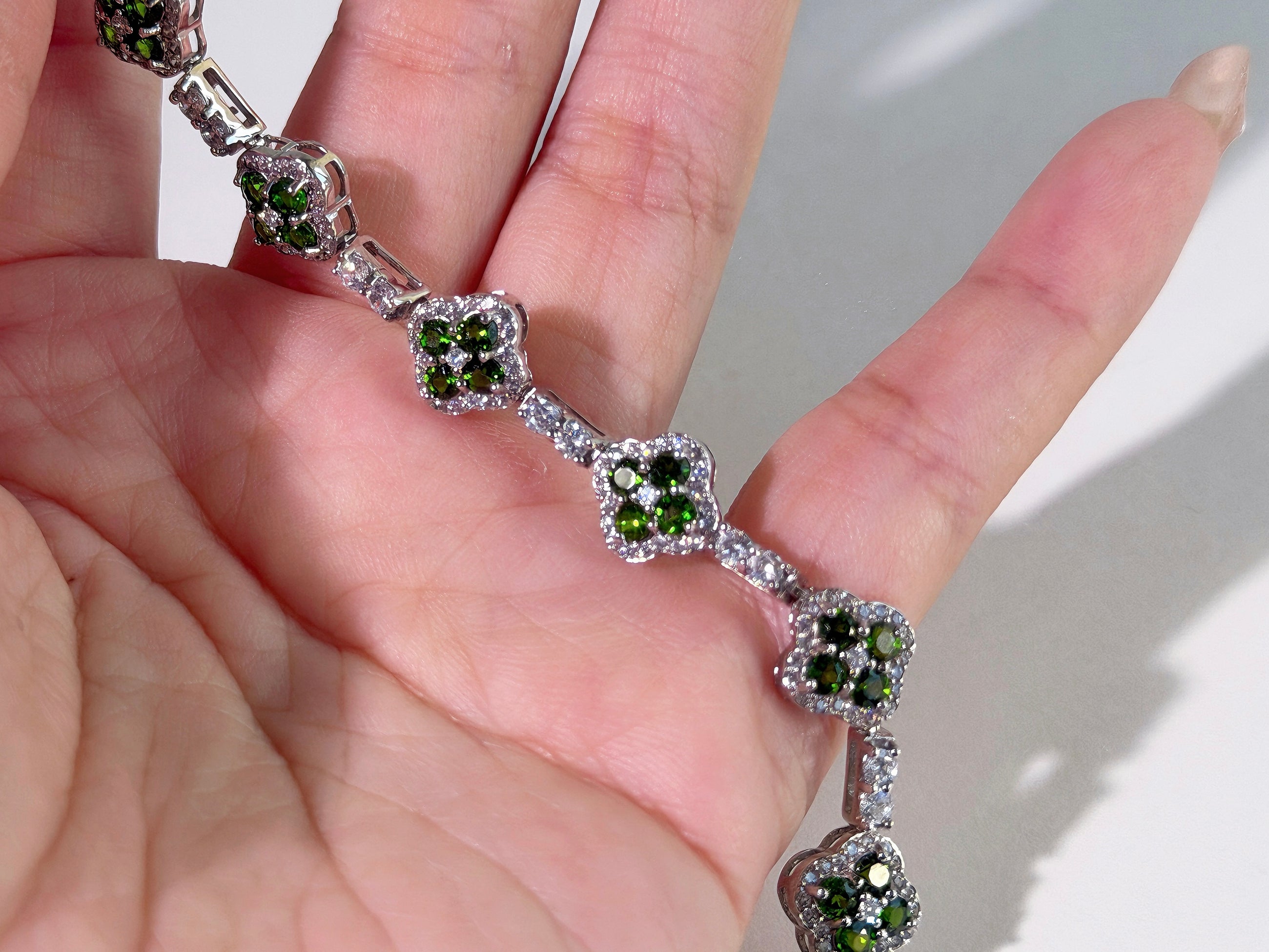 Verdant Clover Chrome Diopside Bracelet