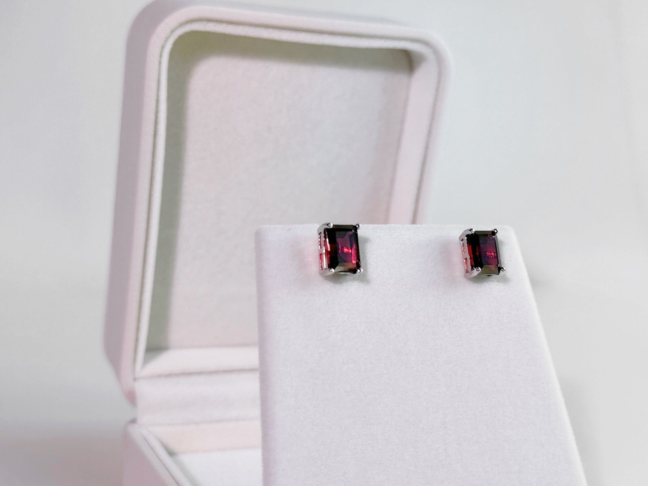 Crimson Meridian Garnet Stud Earrings