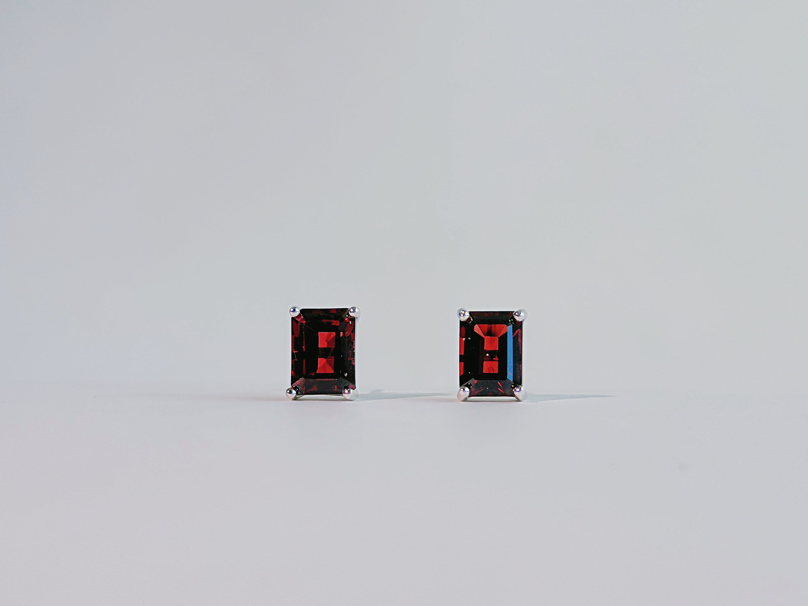 Crimson Meridian Garnet Stud Earrings