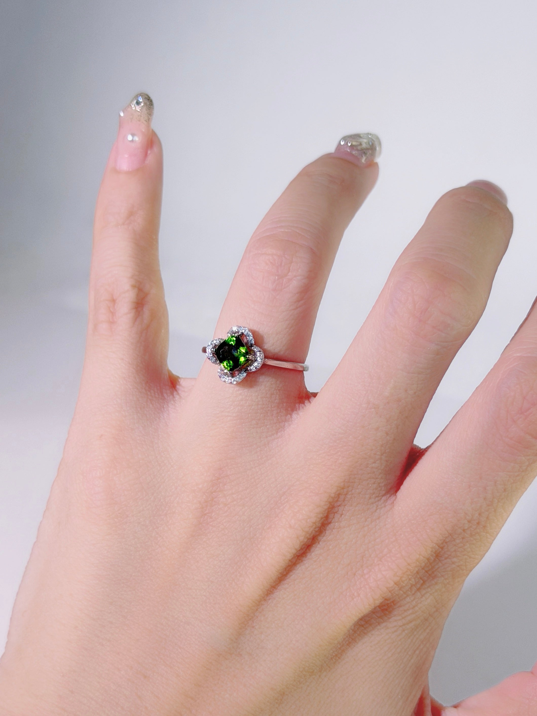 Forest Gleam Chrome Diopside Ring