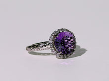 Amethyst Concave Halo Ring