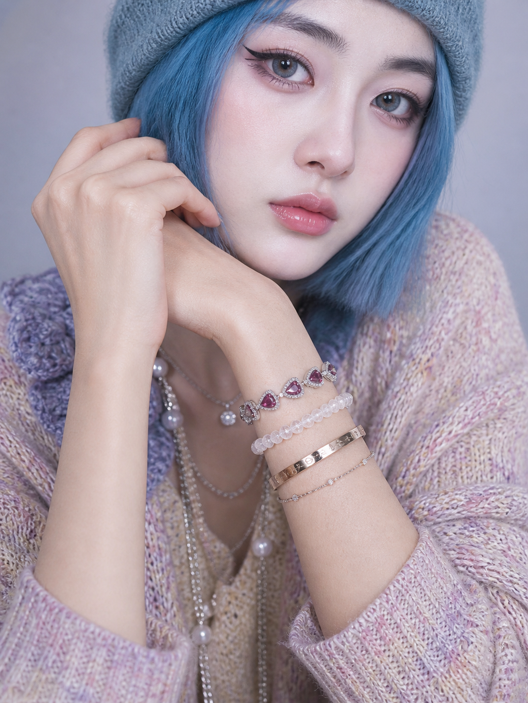 Rosé Heartline Garnet Bracelet