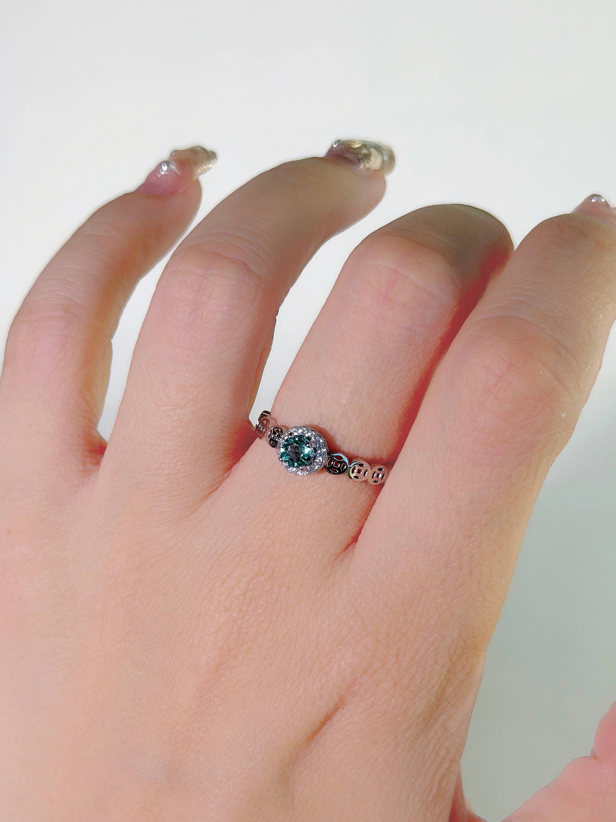 Seafoam Orbit Tourmaline Ring