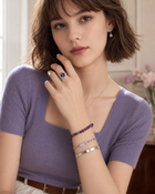 Amethyst Concave Halo Ring