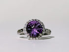 Amethyst Concave Halo Ring