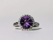 Amethyst Concave Halo Ring