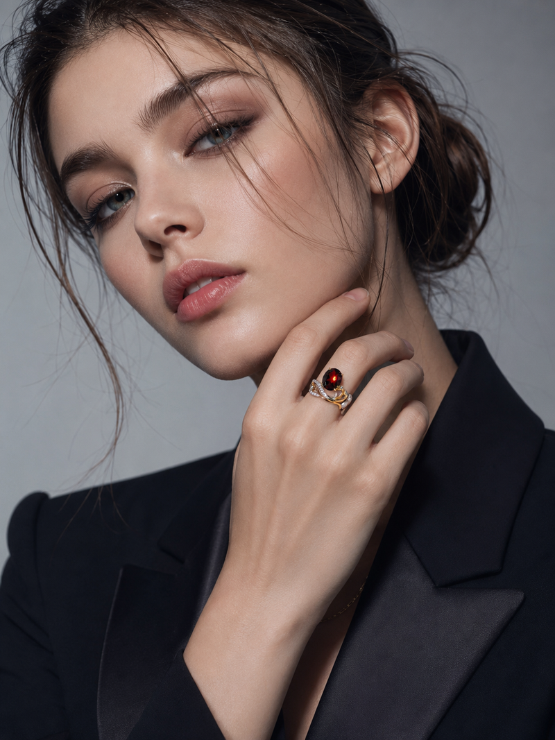 Crimson Aurelian Garnet Ring