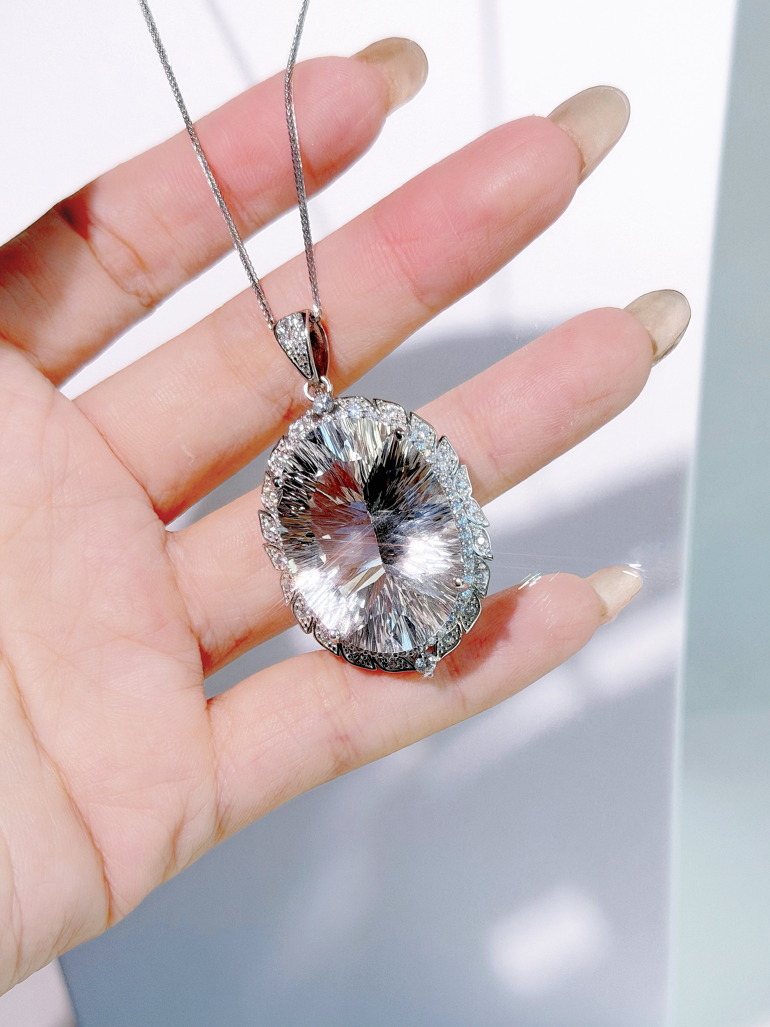 Starlume Clear Quartz Pendant Necklace