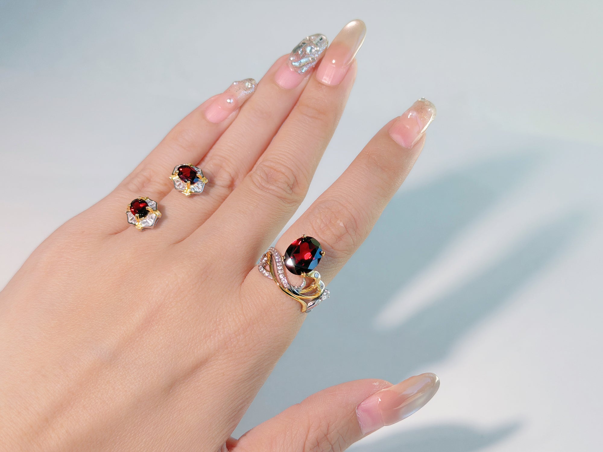 Crimson Aurelian Garnet Stud Earrings