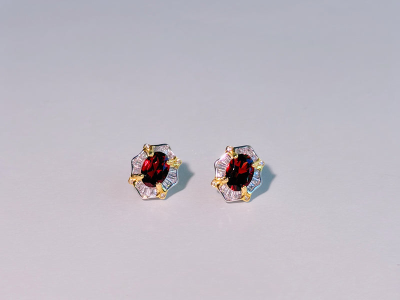Crimson Aurelian Garnet Stud Earrings