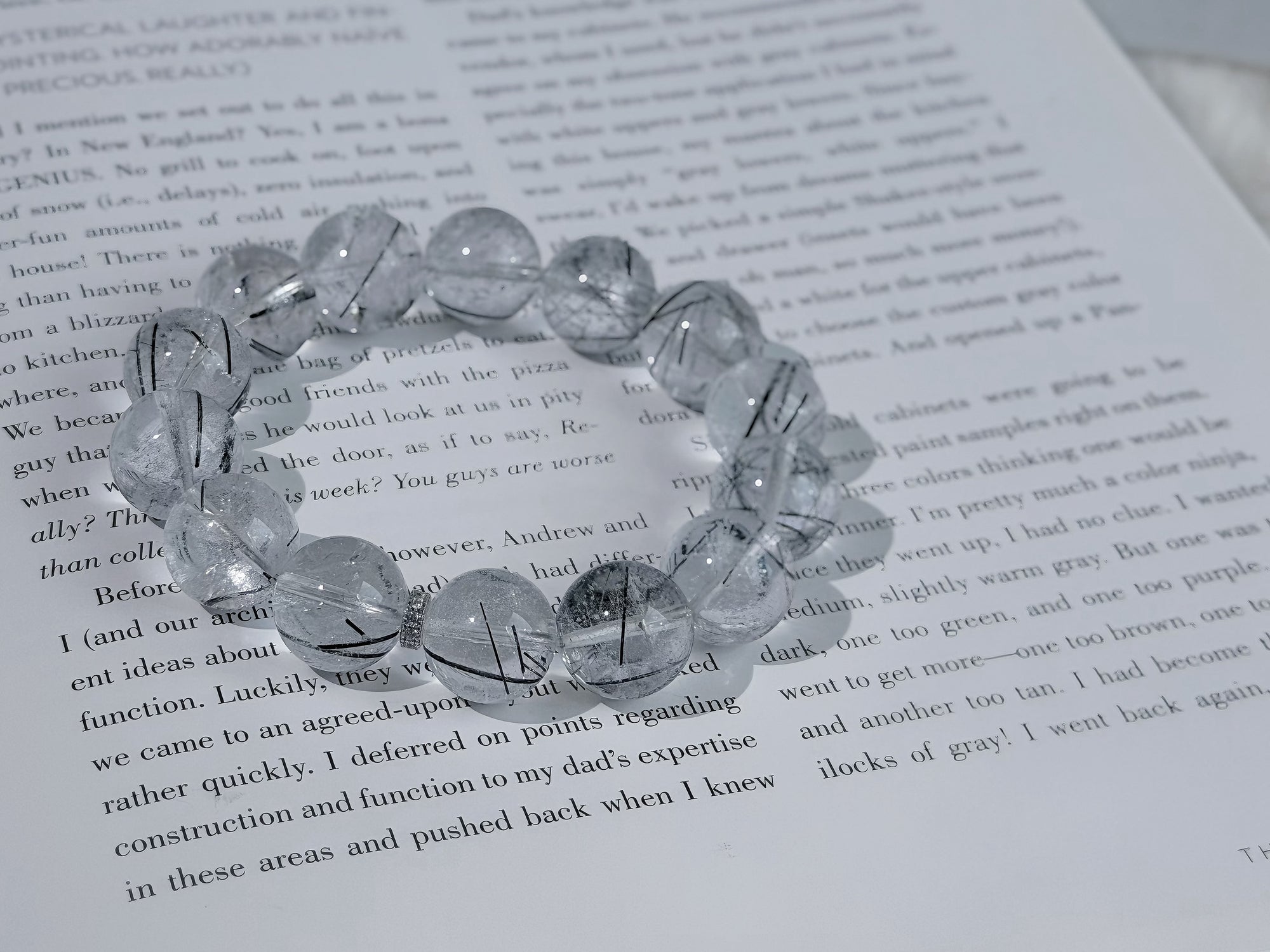 Frosted Veil Black Rutilated Quartz Bracelet