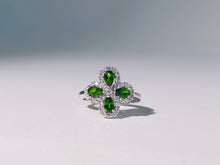 Verdant Clover Chrome Diopside Ring