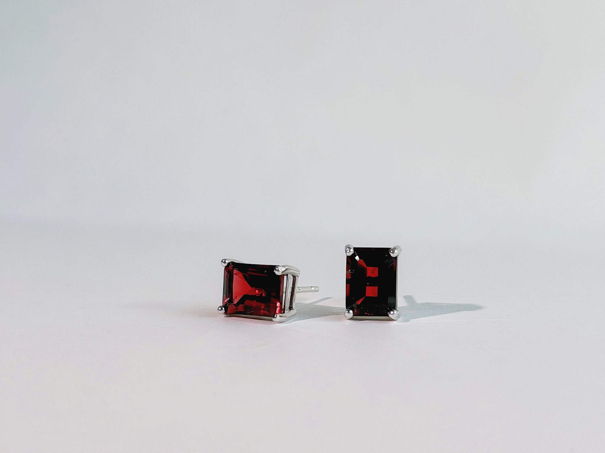 Crimson Meridian Garnet Stud Earrings