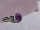Amethyst Concave Halo Ring