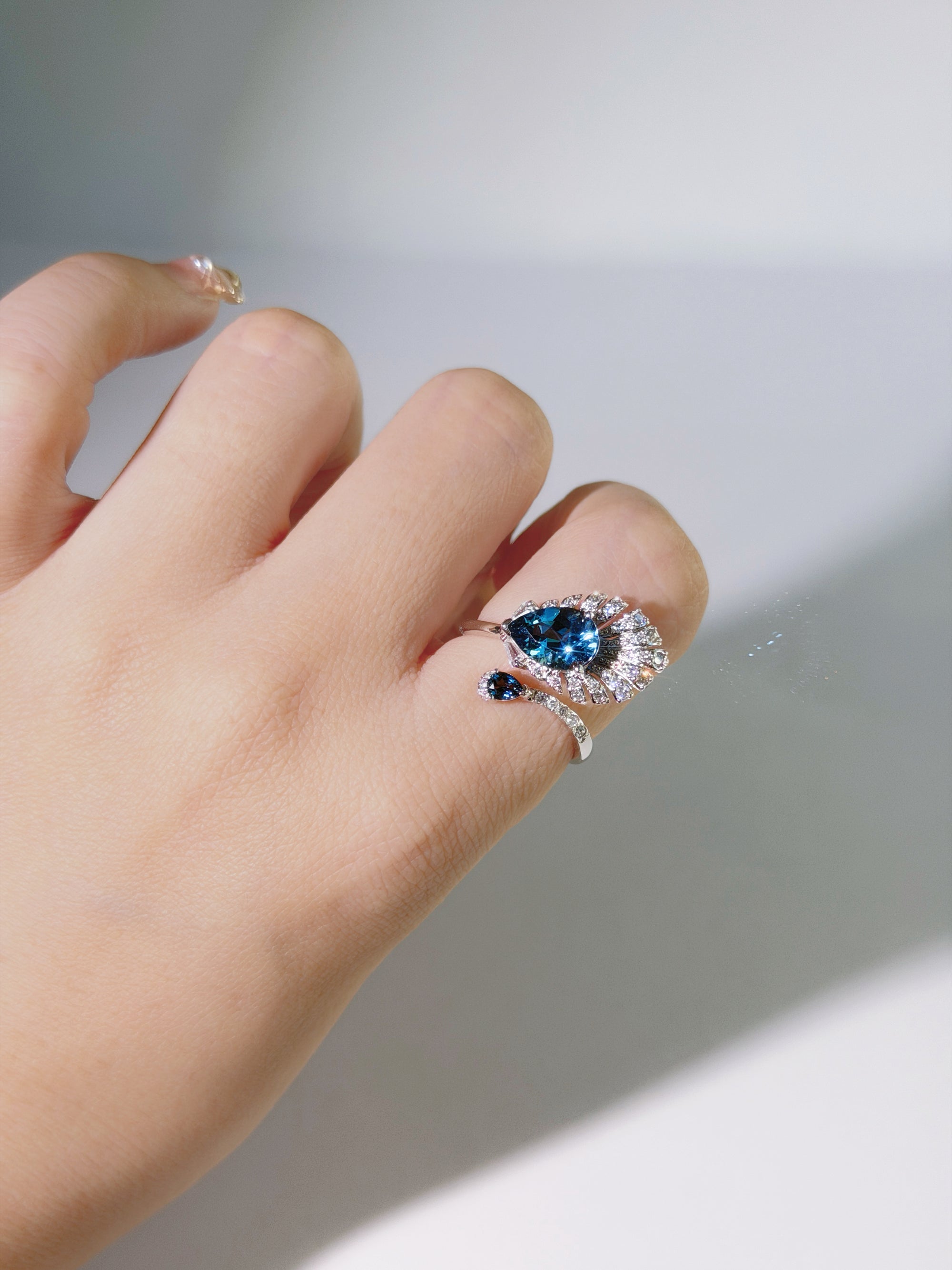 Nocturne Plume London Blue Topaz Ring