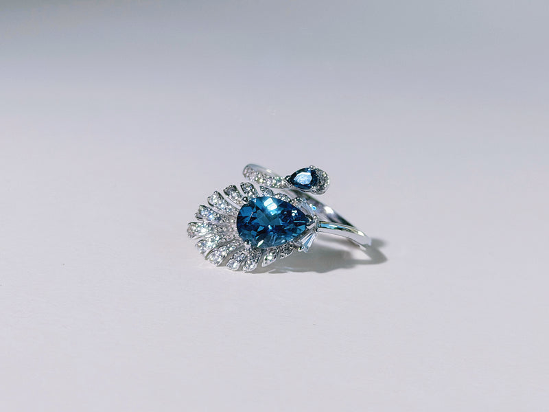 Nocturne Plume London Blue Topaz Ring