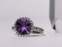 Amethyst Concave Halo Ring