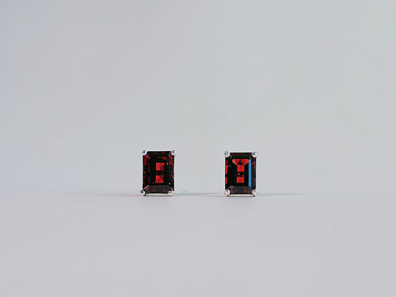 Crimson Meridian Garnet Stud Earrings