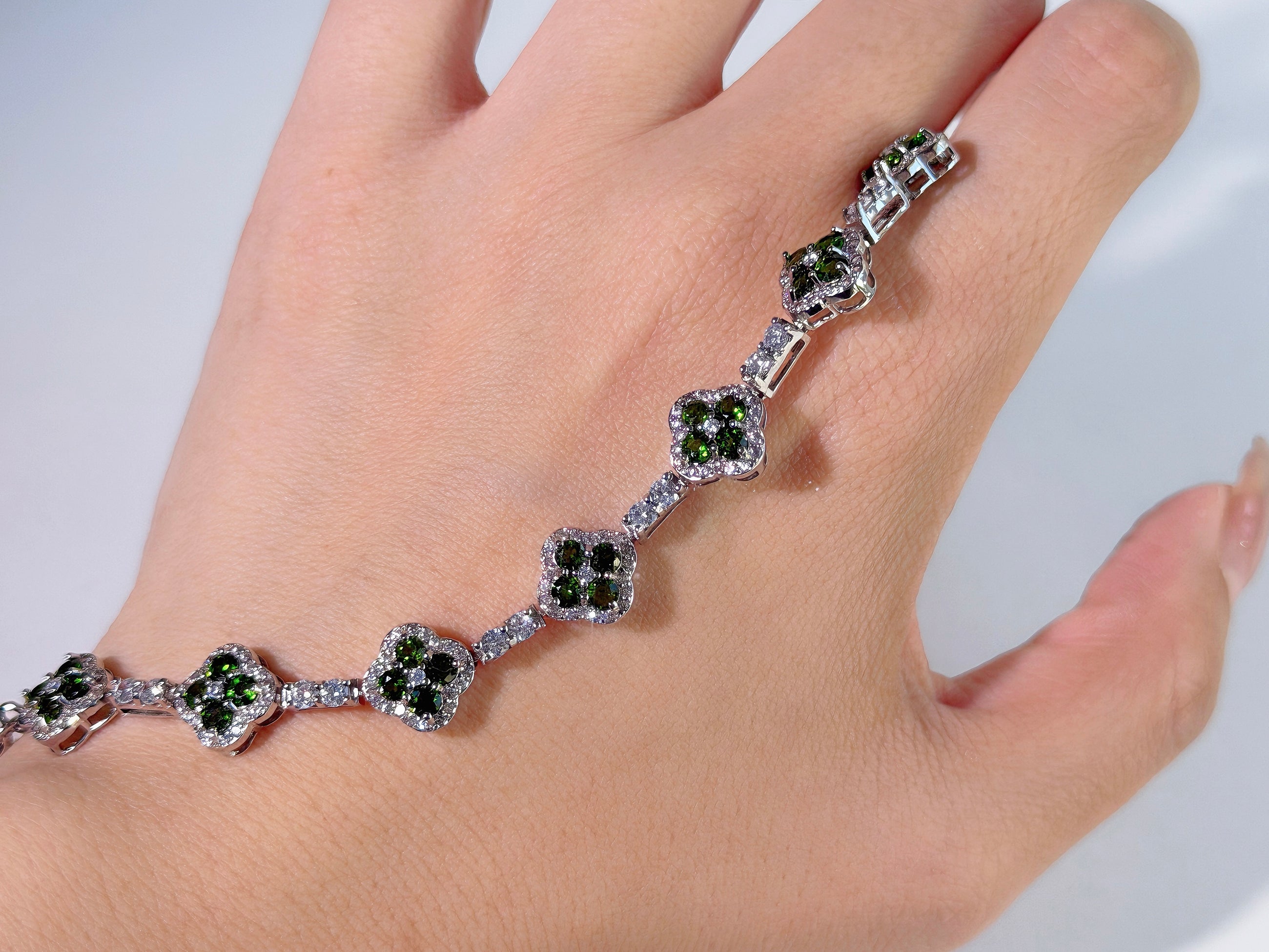 Verdant Clover Chrome Diopside Bracelet