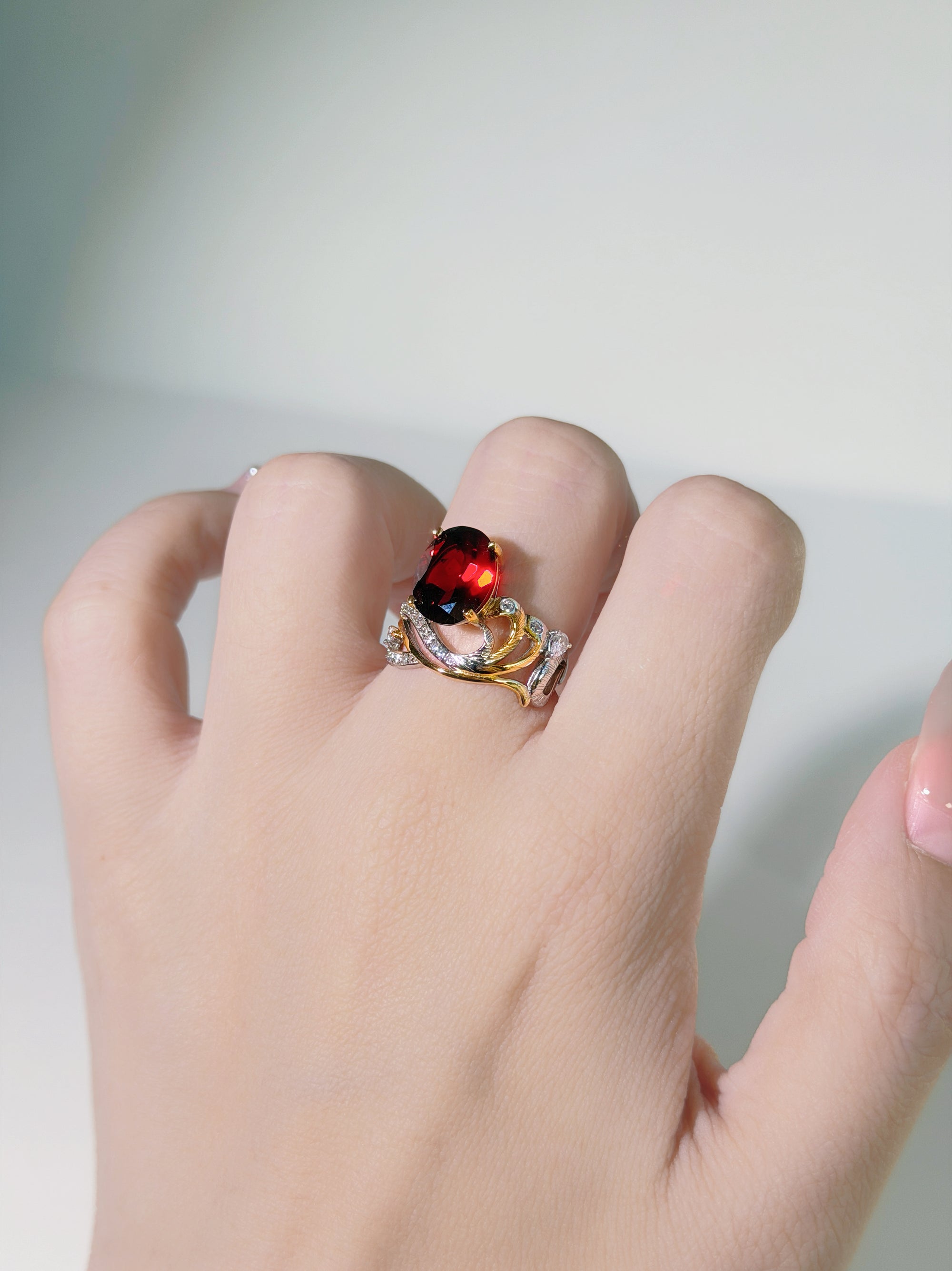 Crimson Aurelian Garnet Ring