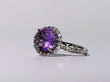 Amethyst Concave Halo Ring