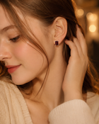 Crimson Meridian Garnet Stud Earrings