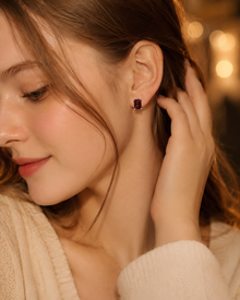 Crimson Meridian Garnet Stud Earrings