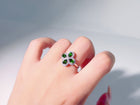 Verdant Clover Chrome Diopside Ring