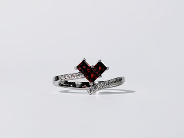Garnet Crimson Devotion Heart Ring