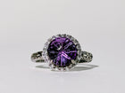 Amethyst Concave Halo Ring