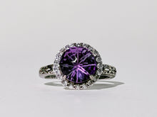 Amethyst Concave Halo Ring